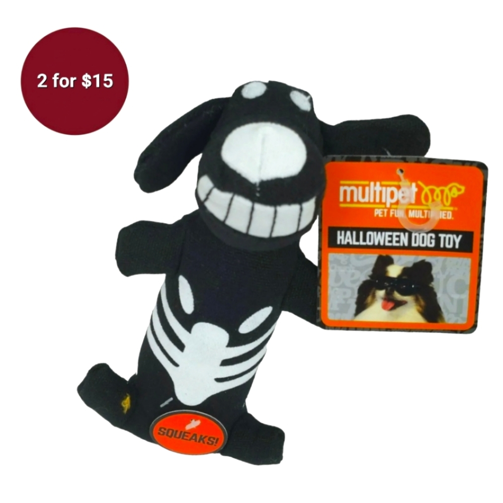 2 Pack - Multipet Loofa Halloween Skeleton Squeeky Dog Toy